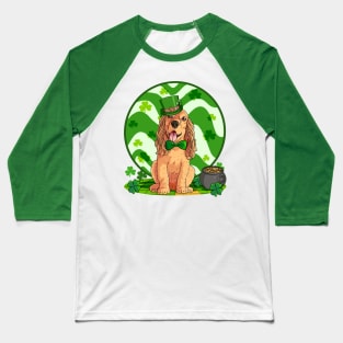 English Cocker Spaniel Dog St Patricks Day Leprechaun Baseball T-Shirt